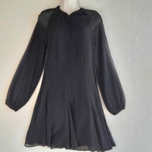 Joie Dresses & Skirts - JOIE Chiffon Mini Dress Size Small‎ in Black w/ Balloon Sleeves